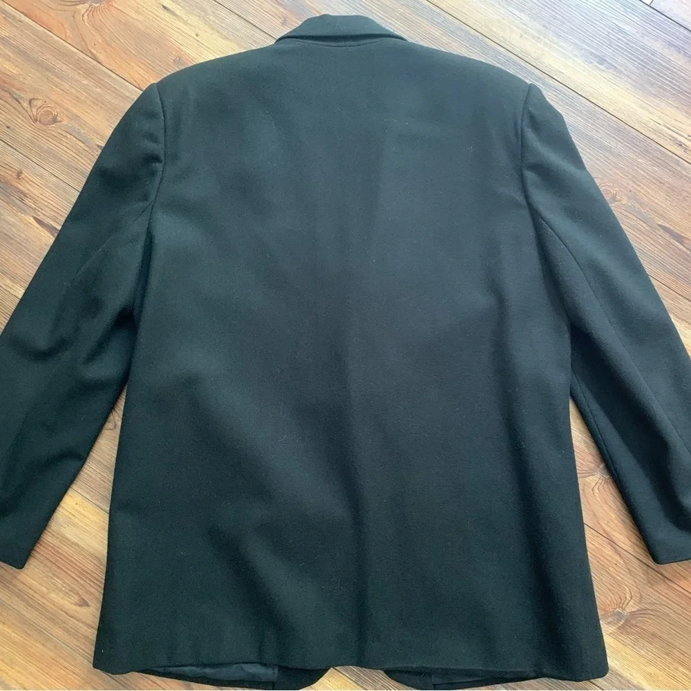 Sag Harbor Black Pure Wool Blazer Size 14 One Button Lined Y2K Vintage Shoulder